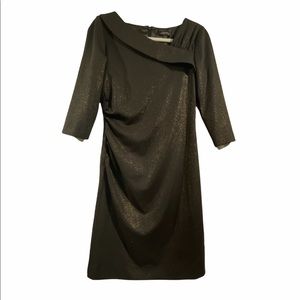 Tahari 3/4 Sleeve Blk Shimmer Dress Sz 8